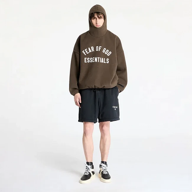 картинка Fear of God Essentials Brushed Hoodie Brown магазин Одежда+ являющийся официальным дистрибьютором в России 