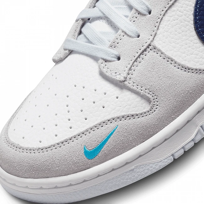 картинка Nike Dunk Low Mini Swoosh Grey Midnight Navy магазин Одежда+ являющийся официальным дистрибьютором в России 