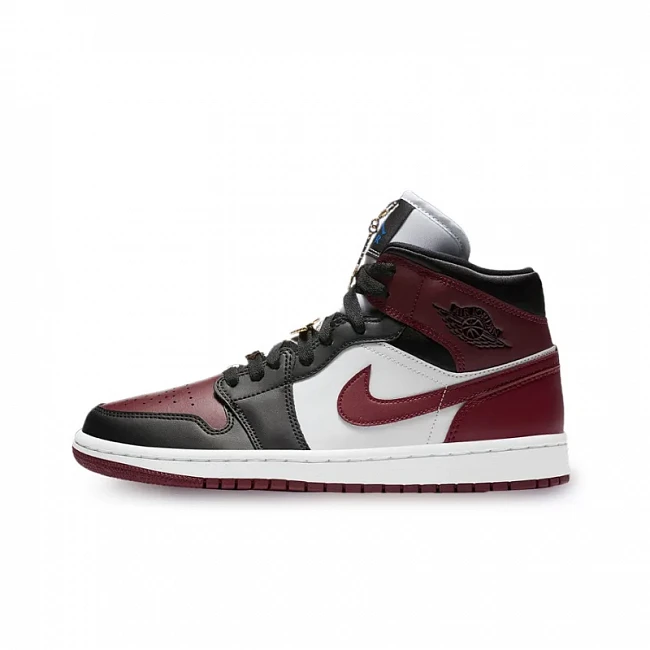 картинка Nike Air Jordan 1 Mid SE Black Dark Beetroot магазин Одежда+ являющийся официальным дистрибьютором в России 