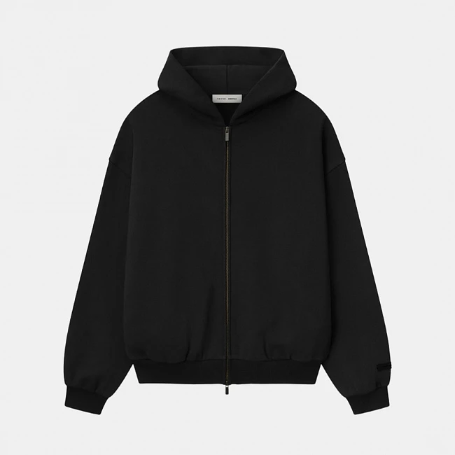 картинка Fear of God Embossed Classic Fleece Zip-Up Hoodie Vintage Black магазин Одежда+ являющийся официальным дистрибьютором в России 