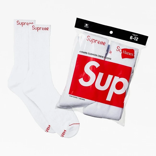 Носки Supreme High Crew Socks белые 4 пары