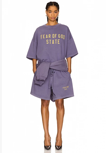 Fear of God Essentials Heavy Fleece Soccer Short Lavender