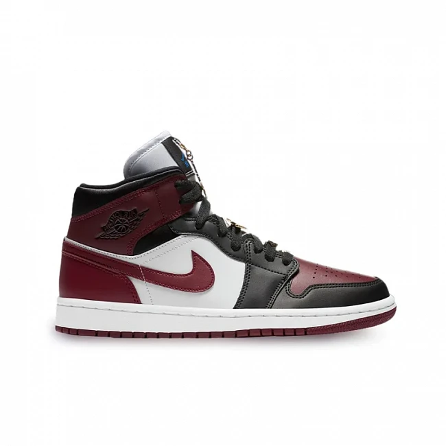 картинка Nike Air Jordan 1 Mid SE Black Dark Beetroot магазин Одежда+ являющийся официальным дистрибьютором в России 