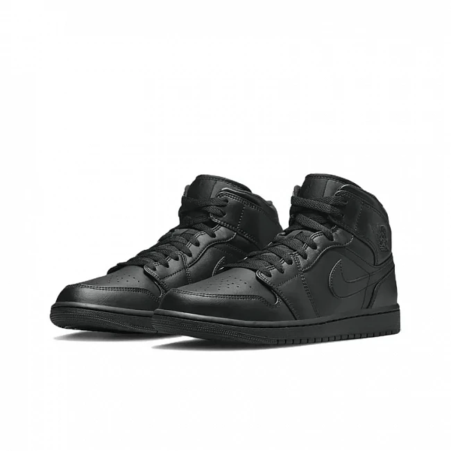 картинка Nike Air Jordan 1 Mid "Triple Black" 2022 магазин Одежда+ являющийся официальным дистрибьютором в России 