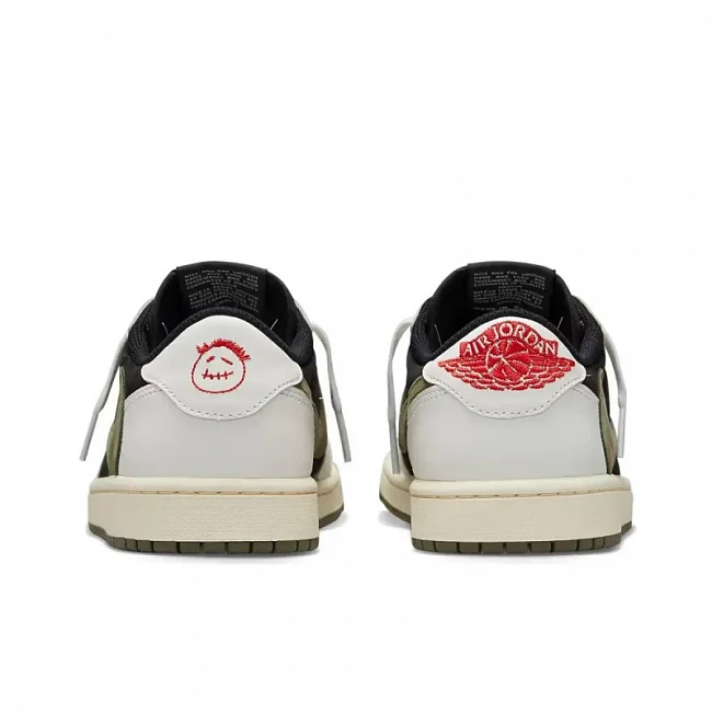 картинка Travis Scott x Air Jordan 1 Low Medium Olive магазин Одежда+ являющийся официальным дистрибьютором в России 