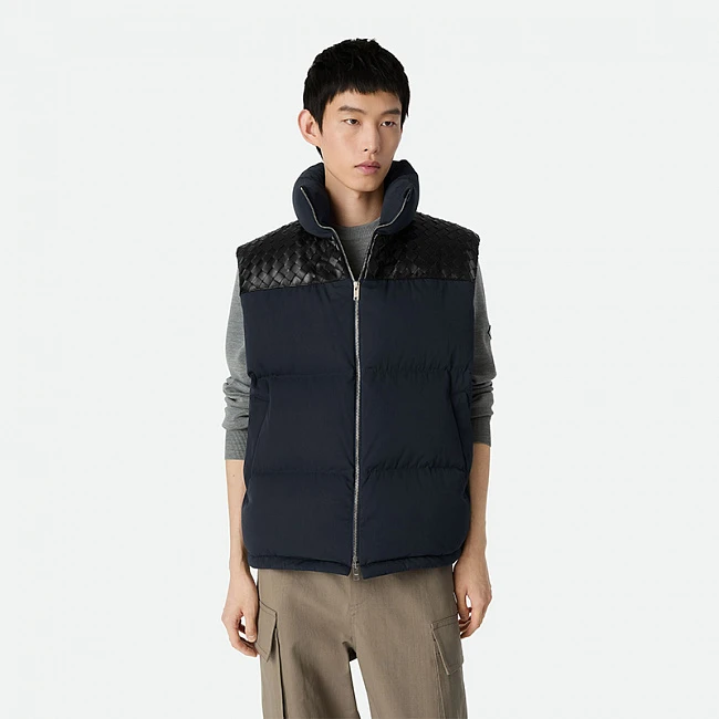 Bottega Veneta Tech Nylon Puffer Gilet Midnight Blue