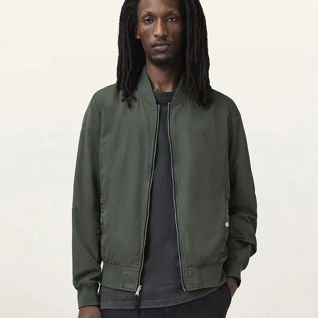 AllSaints Bassett Reversible Ramskull Bomber Jacket Black / Dull Green