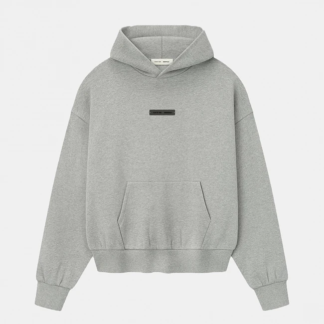 картинка Fear of God Essential Fleece Hoodie Concrete Heather магазин Одежда+ являющийся официальным дистрибьютором в России 