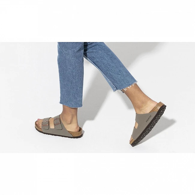 Birkenstock Arizona Nubuck Stone Narrow Fit