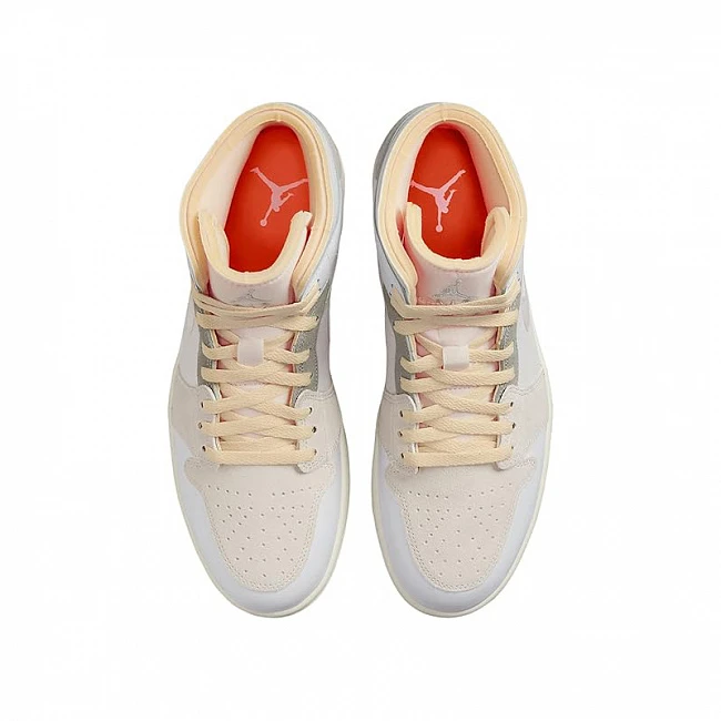 картинка Nike Air Jordan 1 Mid SE Craft Inside White Grey Phantom магазин Одежда+ являющийся официальным дистрибьютором в России 