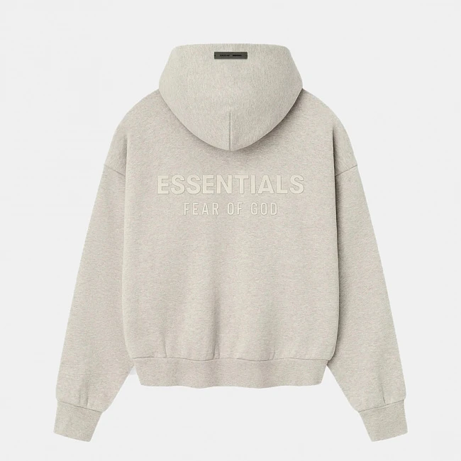 картинка Fear of God Essentials Classic Hoodie Heather Stone магазин Одежда+ являющийся официальным дистрибьютором в России 