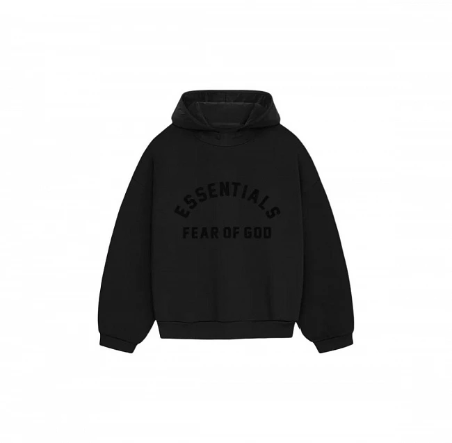 картинка Fear Of God Essentials Nylon Fleece Hoodie Black магазин Одежда+ являющийся официальным дистрибьютором в России 