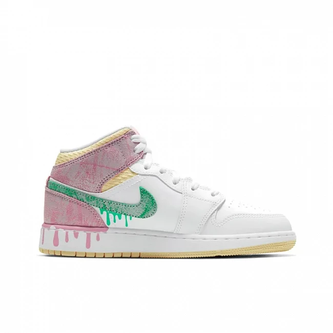 картинка Nike Air Jordan 1 Mid Paint Drip "Ice Cream" магазин Одежда+ являющийся официальным дистрибьютором в России 