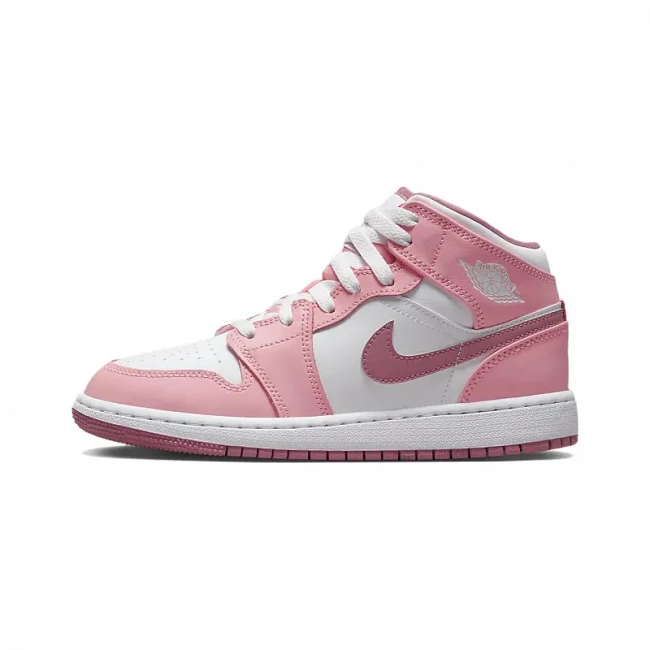 картинка Nike Air Jordan 1 Mid "Valentine's Day" Pink White магазин Одежда+ являющийся официальным дистрибьютором в России 
