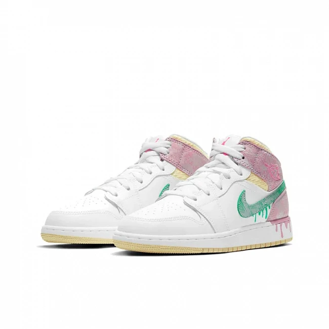 картинка Nike Air Jordan 1 Mid Paint Drip "Ice Cream" магазин Одежда+ являющийся официальным дистрибьютором в России 