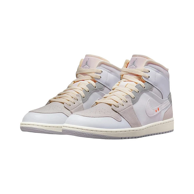 картинка Nike Air Jordan 1 Mid SE Craft Inside White Grey Phantom магазин Одежда+ являющийся официальным дистрибьютором в России 