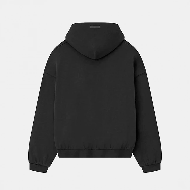 картинка Fear Of God Essentials 90's Fit Fleece Hoodie Jet Black магазин Одежда+ являющийся официальным дистрибьютором в России 