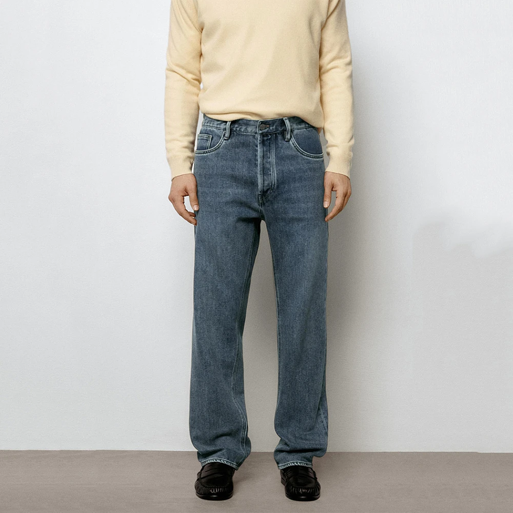 Massimo Dutti Straight-Leg Jeans Medium Blue