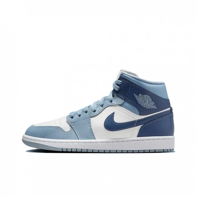 картинка Nike Air Jordan 1 Mid Sail Diffused Blue магазин Одежда+ являющийся официальным дистрибьютором в России 