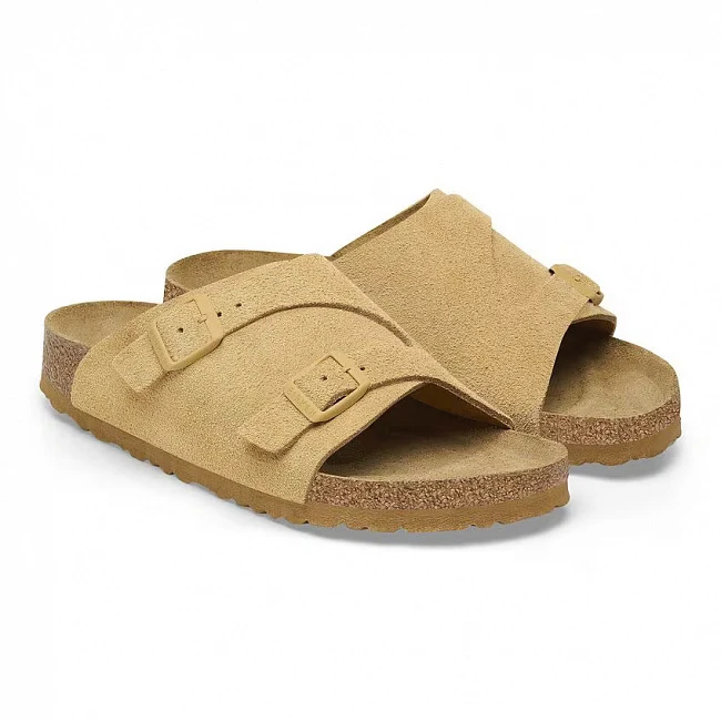 картинка Birkenstock Suede Leather - Latte Cream магазин Одежда+ являющийся официальным дистрибьютором в России 