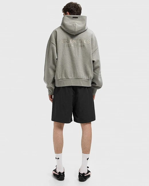 картинка Fear of God Essential Fleece Hoodie Concrete Heather магазин Одежда+ являющийся официальным дистрибьютором в России 