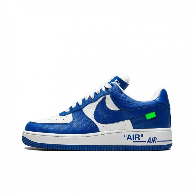 картинка LOUIS VUITTON X Air Force 1 Low By Virgil Abloh 'Blue White' магазин Одежда+ являющийся официальным дистрибьютором в России 