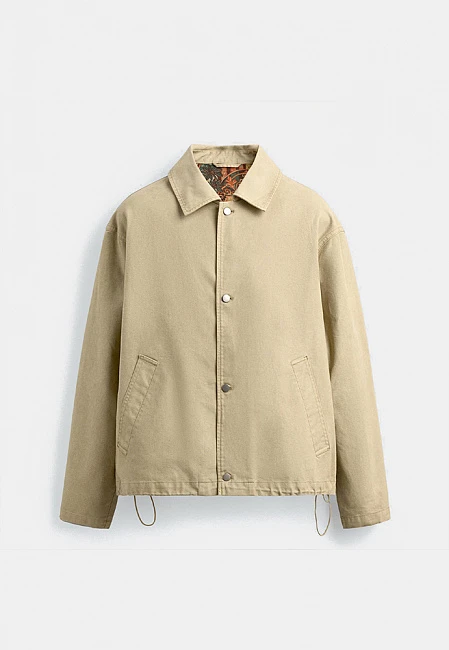 Zara Relaxed Fit Jacket With Contrast Lining Rio de Janeiro Limited Edition Camel