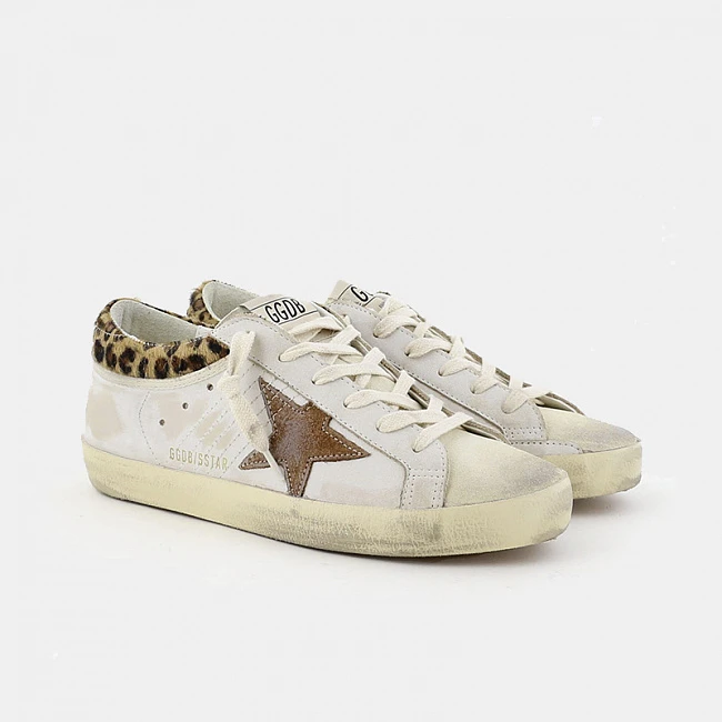 Golden Goose Super-Star Sneakers White/Brown Leopard