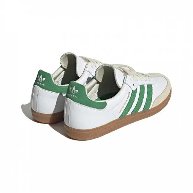 картинка Adidas Samba OG "Sporty & Rich White Green" магазин Одежда+ являющийся официальным дистрибьютором в России 