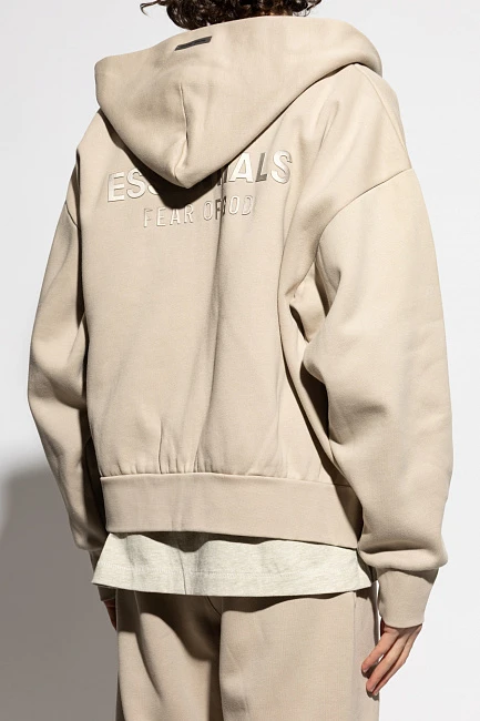 картинка Fear of God Essentials Classic Full Zip Hoodie Timber магазин Одежда+ являющийся официальным дистрибьютором в России 