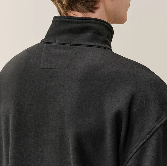 C.P. Company Brushed and Emerized Diagonal Fleece Mixed Boxy Lens Half Zip Sweatshirt Black
