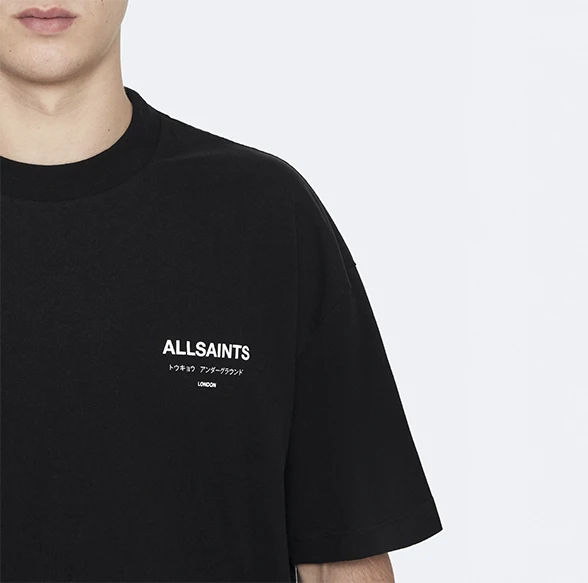 AllSaints Underground Oversized Cotton T-Shirt Jet Black