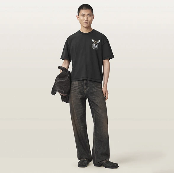 AllSaints Wyvern Short Sleeve Graphic T-Shirt Washed Black