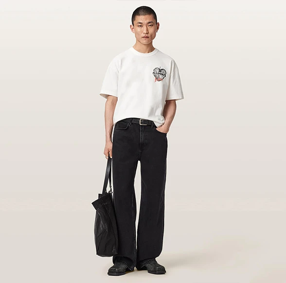 AllSaints Reflect Short Sleeve Graphic T-Shirt Chalk White