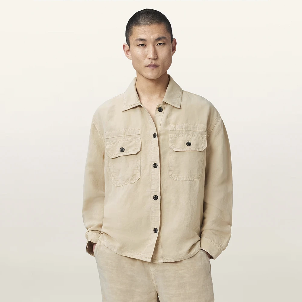 AllSaints Korten Linen Blend Relaxed Fit Shacket