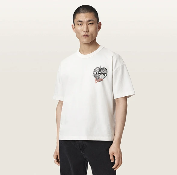 AllSaints Reflect Short Sleeve Graphic T-Shirt Chalk White