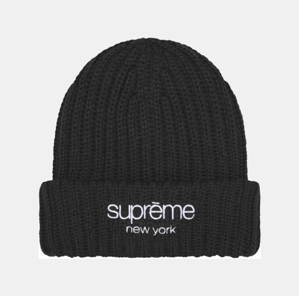 Supreme Chunky Rib Classic Logo Beanie Black