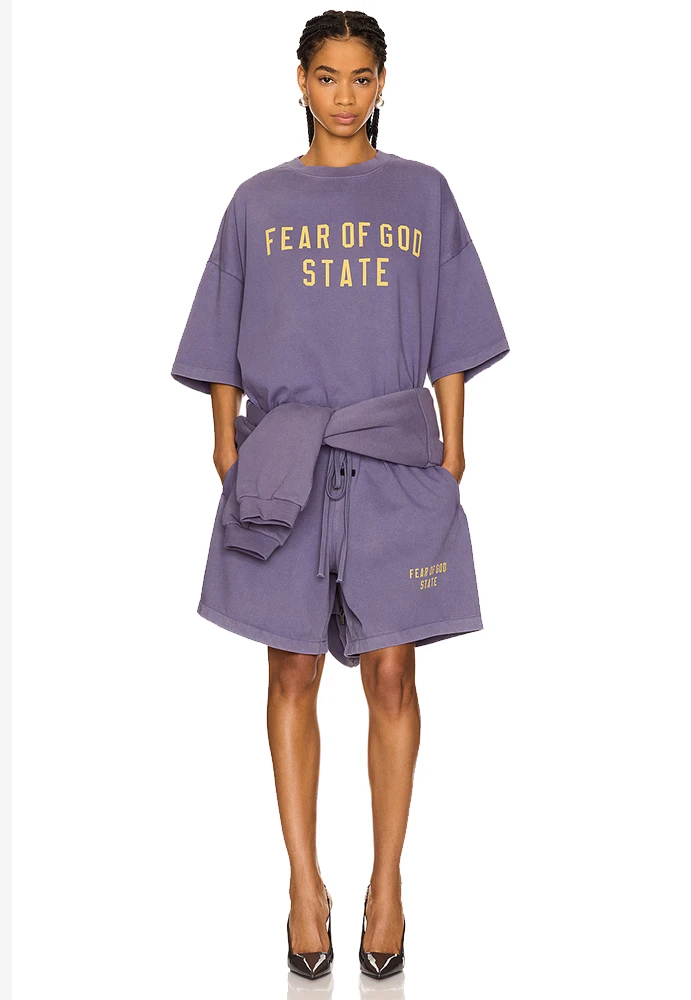 Fear of God Essentials Heavy Fleece Soccer Short Lavender