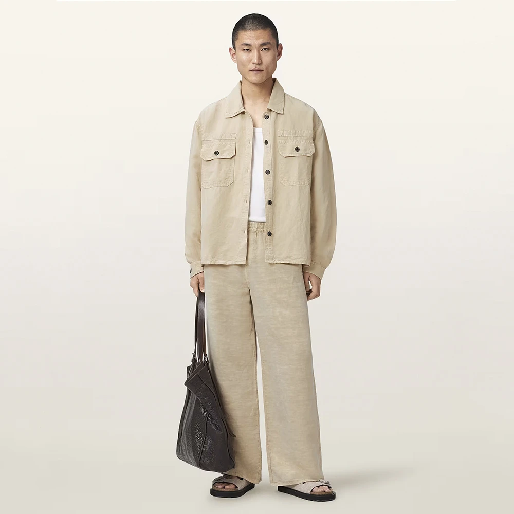 AllSaints Korten Linen Blend Relaxed Fit Shacket