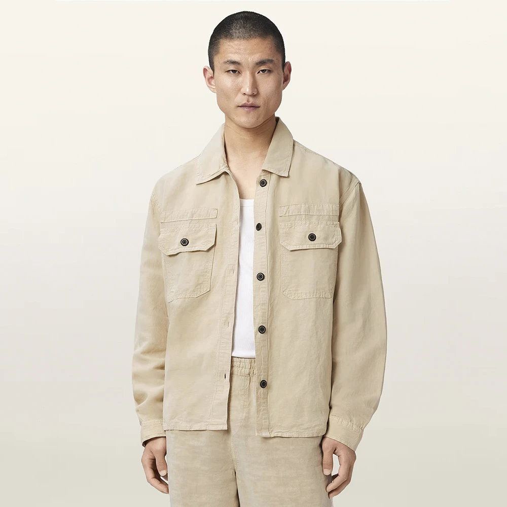 AllSaints Korten Linen Blend Relaxed Fit Shacket