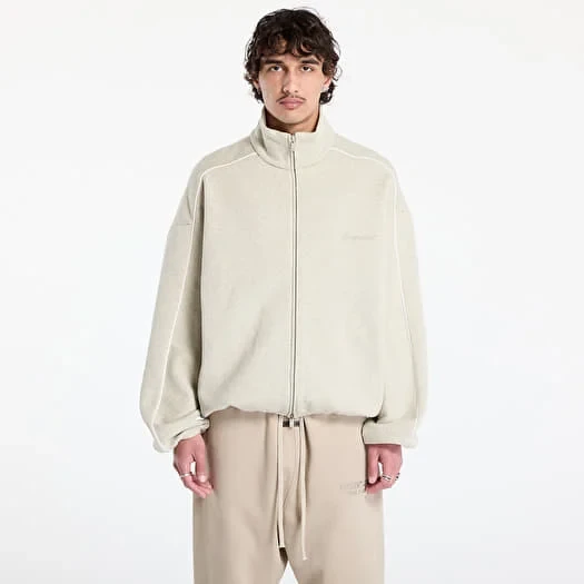 картинка Fear of God Essentials Modern Fleece Track Jacket With Piping 'Heather Stone/Cloud White' магазин Одежда+ являющийся официальным дистрибьютором в России 