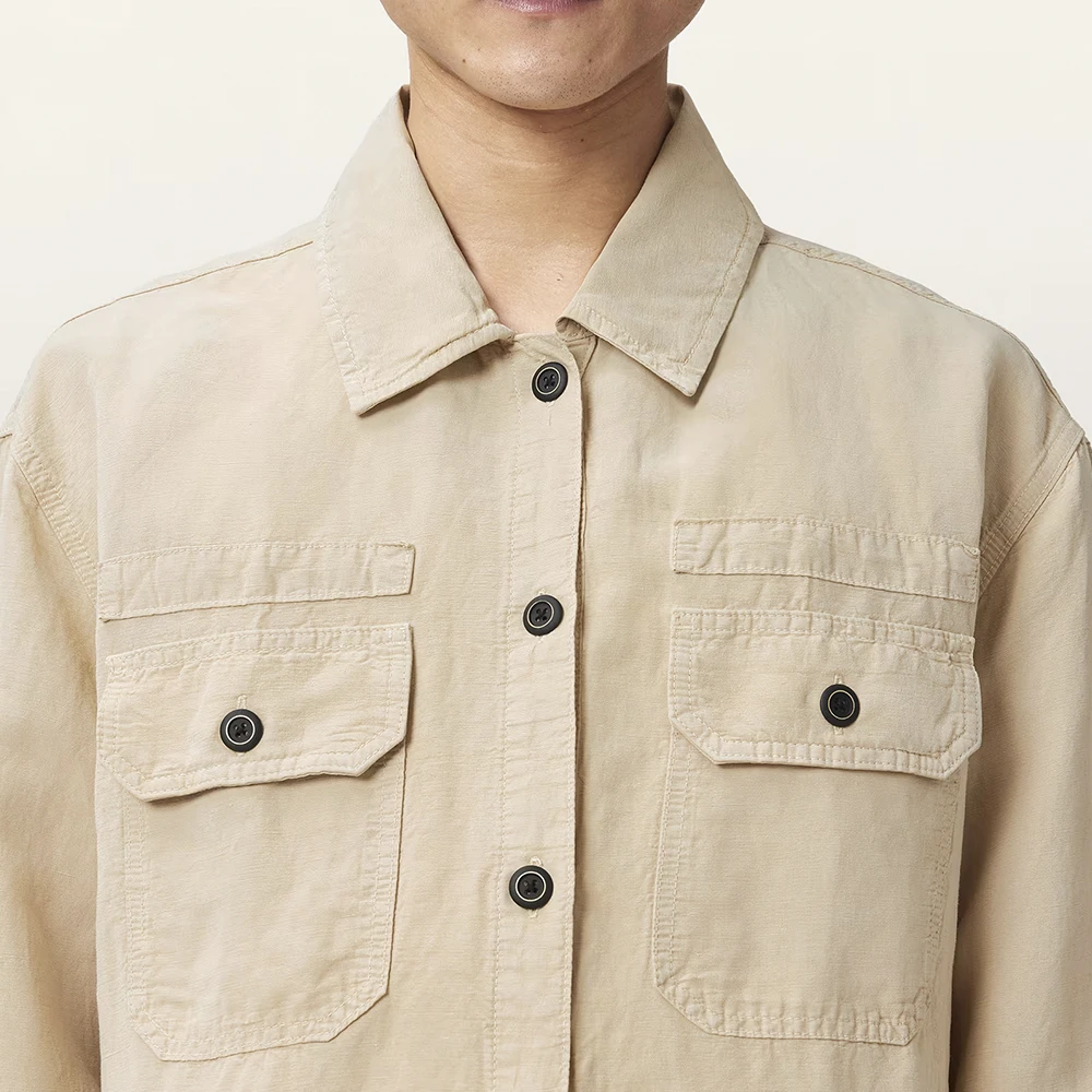 AllSaints Korten Linen Blend Relaxed Fit Shacket
