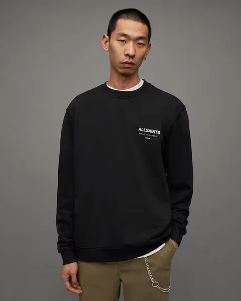 картинка Underground Crew Sweatshirt Allsaints Black магазин Одежда+ являющийся официальным дистрибьютором в России 