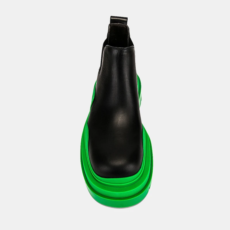 Bottega Veneta Tire Chelsea Ankle Boots Black/Green