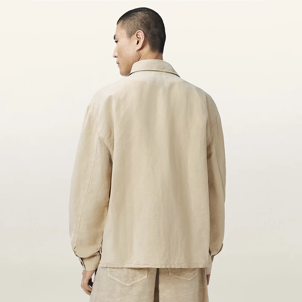 AllSaints Korten Linen Blend Relaxed Fit Shacket