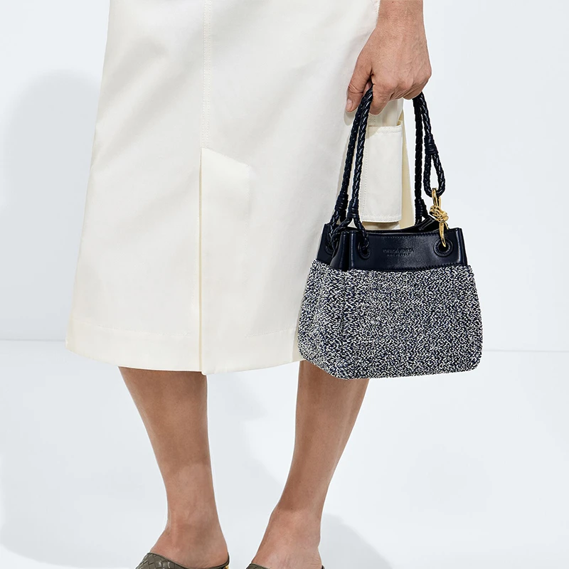 Bottega Veneta Small Parachute Midnight / Alabaster / Abyss