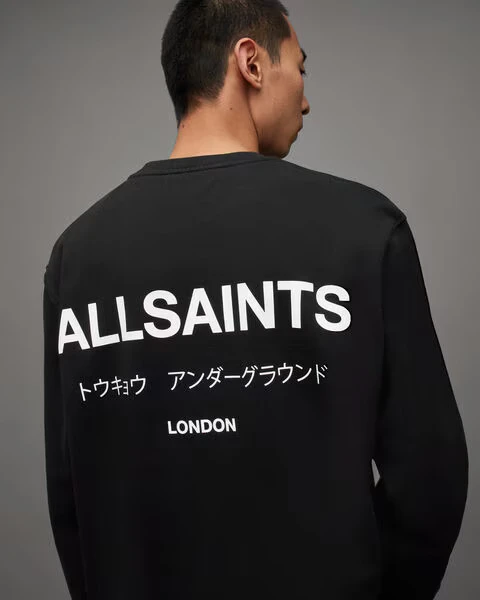 картинка Underground Crew Sweatshirt Allsaints Black магазин Одежда+ являющийся официальным дистрибьютором в России 