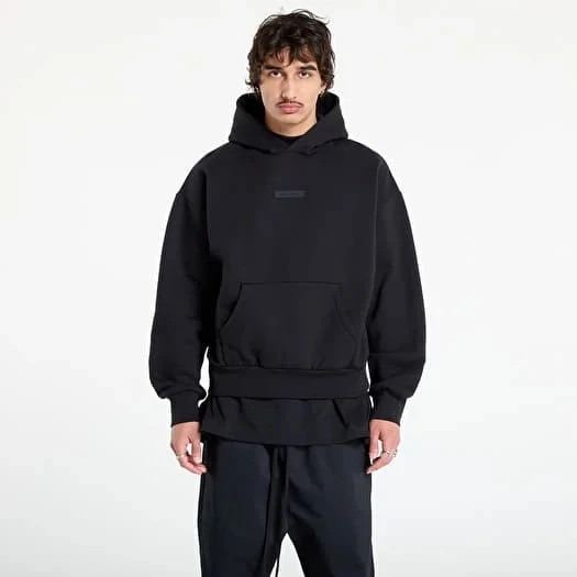 картинка Fear of God Essential Logo Classic Fit Fleece Hoodie Jet Black магазин Одежда+ являющийся официальным дистрибьютором в России 