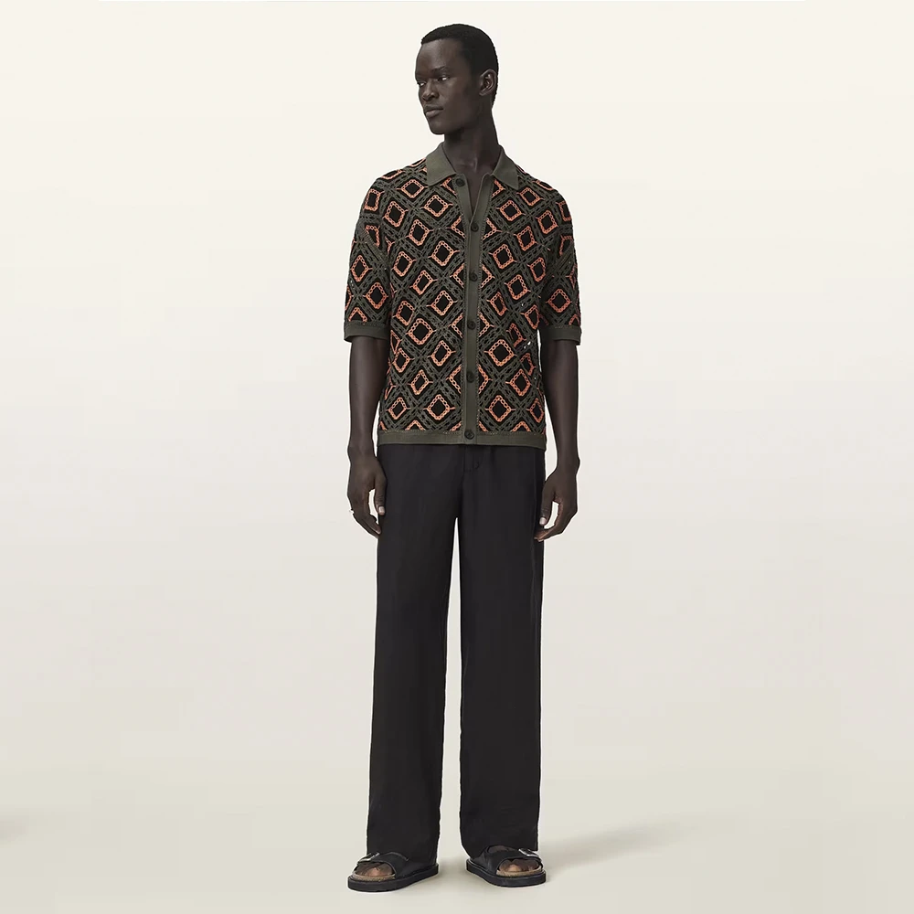 AllSaints Morena Short Sleeve Collared Cardigan