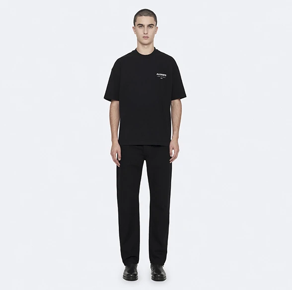 AllSaints Underground Oversized Cotton T-Shirt Jet Black